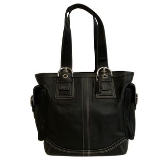 Coach Black Leather Handbag Tote Bag (Pre-Owned)