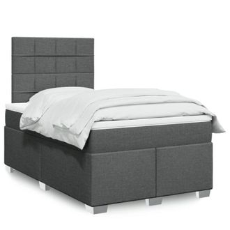 vidaXL Cama Box Spring Con Colch&oacute;n Tela Gris Oscuro 120x190 Cm Vidaxl
