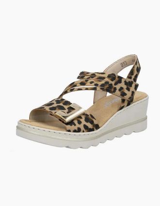 Rieker Womens Rieker Womens Sandals 67410 90 beige leopard - Brown - Size: 4