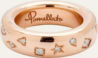 POMELLATO Iconica 18K Rose Gold Medium Band Ring with Diamonds