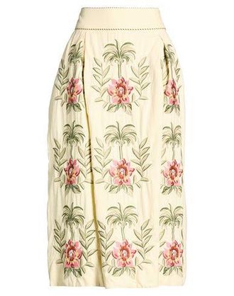 Farm Rio TROPICAL FLOWER EMBROIDERED SAND MAXI SKIRT