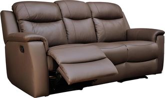 Vente-Unique Sof&aacute; 3 plazas relax EVASION de piel - Marr&oacute;n - Mesa auxiliar
