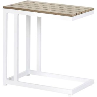 Beliani Beliani - Tavolo da giardino Tavolino da esterno in plastica legno chiaro e struttura bianca Messina