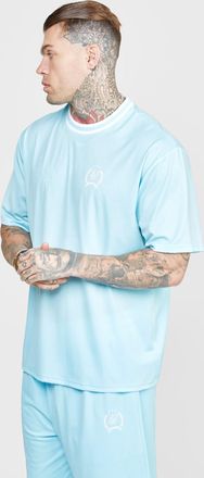 Siksilk Camiseta de malla azul con hombro ca&iacute;do para hombre SikSilk L