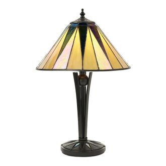 Loops Small Tiffany Glass Table Lamp - Geometric Design - Black Finish - 40W E14 Golf