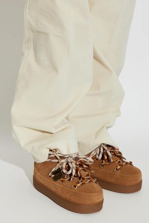 INUIKII Platform Snow Boots Quilted Suede, Womens, Brown