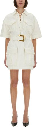 Balmain Cotton Gabardine Short Dress-Donna