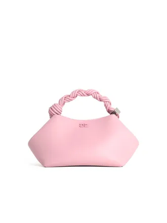 Ganni kleine Bou tas in roze glad leer