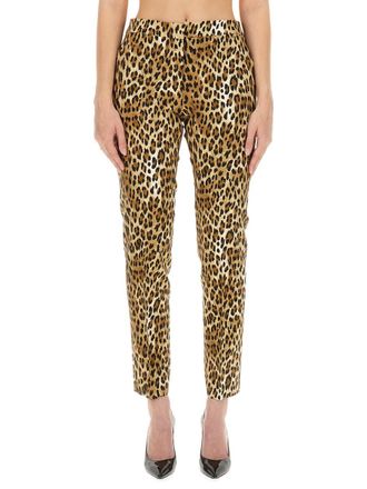 Moschino Animal Pattern Viscose Trousers - Multicolor