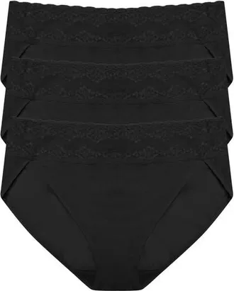 Natori Bliss Perfection One Size French Cut Brief 3-Pack in Black at Nordstrom