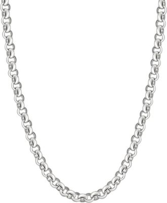 Pompeii3 Mens Polished Steel Single Tone 6.5mm Rolo Link Flexible 24 Chain Necklace