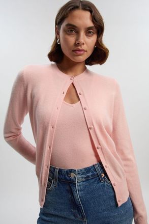 Karen Millen Womens Cashmere Blend Cardigan - Light Pink - Size X-Small