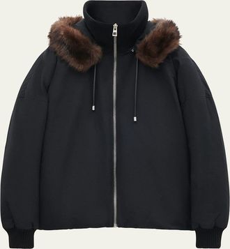 Loewe Mens Padded Short Coat with Removable Shearling