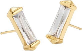 Kendra Scott Womens Fletcher Stud 3/4 Cubic Zirconia Earrings In Gold White