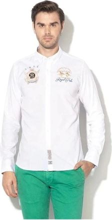 La Martina Heren, Overhemden, Wit, Maat: M Leer