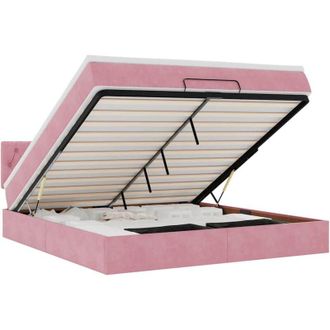 vidaXL Vidaxl - Estructura Cama Otomana Con Colch&oacute;n Terciopelo Rosa 160x200 Cm