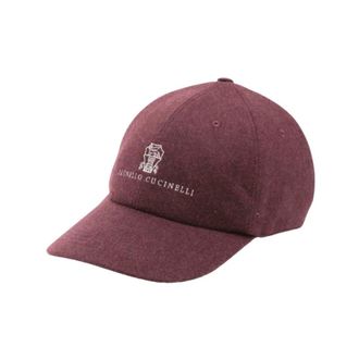 Brunello Cucinelli Solomeo Baseballpet van Wol en Kasjmier - unisex - Accessoires - Rood - Maat: L Wol