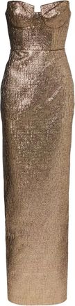 Roland Mouret Abito lungo con spacco - Oro