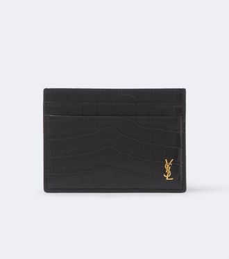 Saint Laurent Cassandre croc-effect leather card holder