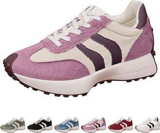 Generic Womens Platform Retro Fashion Sneakers, Comfortable Support Thick Sole Walking Sneakers, Non Slip Work Tennis Shoes (Purple,37.5EU)