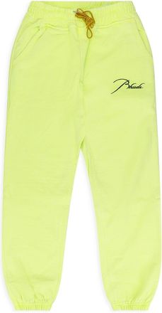 Rhude Neon Green Script Logo Terry Sweatpants