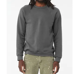 Bella + Canvas Unisex Sponge Fleece Raglan Crewneck Sweatshirt In Asphalt