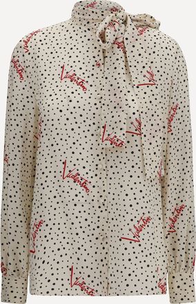Valentino Camicia in crepe de chine con fiocco sul collo Woman 42