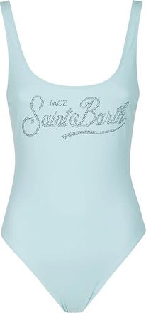 MC2 Saint Barth Badpak met voorprint en logodetail - Dames - Badpakken - Blauw - M - Badmode