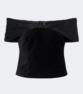 Rixo Chime off-shoulder cotton velvet top