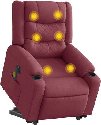 vidaXL Vidaxl - Sill&oacute;n De Masaje El&eacute;ctrico Reclinable Elevable Tela Rojo Tinto