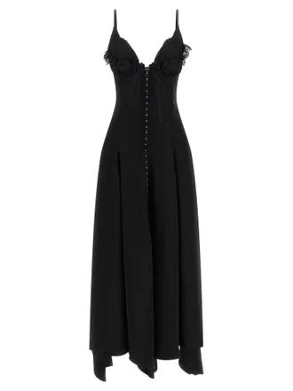 Alexander McQueen Black Acetate Long Womens Dress
