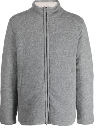 N.Peal zip-up cashmere padded jacket - men - Organic Cashmere - M - Grey