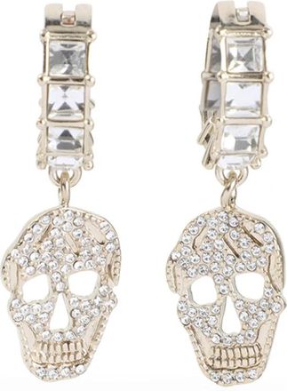 Alexander McQueen Pave Skull Oorbellen - Dames - Oorbellen - Grijs - ONE Size - Accessoires