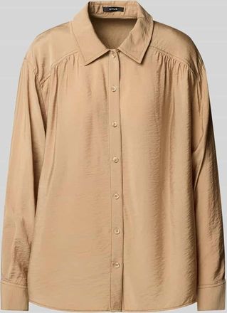 OPUS Regular Fit Hemdbluse mit durchgehender Knopfleiste Modell Famiga in Hellbraun, Gr&ouml;&szlig;e 40