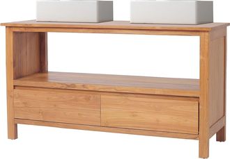 Vente-Unique Mueble de ba&ntilde;o de teca con doble lavabo - 135 cm - KETAPANG