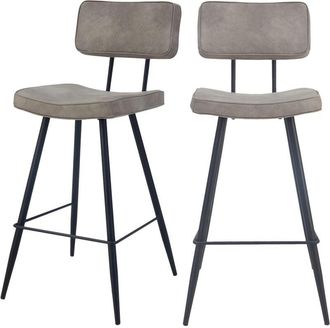Rendez-Vous D&eacute;co Rendez-vous D&eacute;co - Set De 2 Taburetes Para Isla De Cocina De Cuero Sint&eacute;tico Gris 66 Cm - Texas