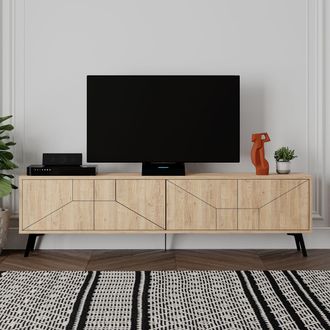 Decortie Dune Modern TV Unit Multimedia Centre 180cm in Natural | Size: 2 Pack