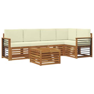 vidaXL Conjunto De Sof&aacute; Seccional Con Coj&iacute;n 6 Pcs Natural Y Crema Vidaxl
