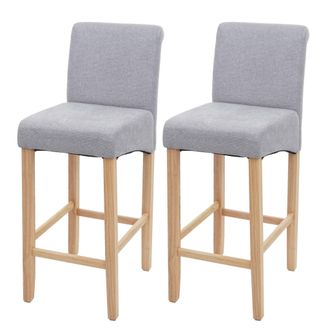 Hhg Hhg - Nunca Usado] Lote De 2 Taburetes De Bar 717, Taburete De Bar Taburete De Mostrador, Madera, Gris Claro, Patas Claras, Tela/textil