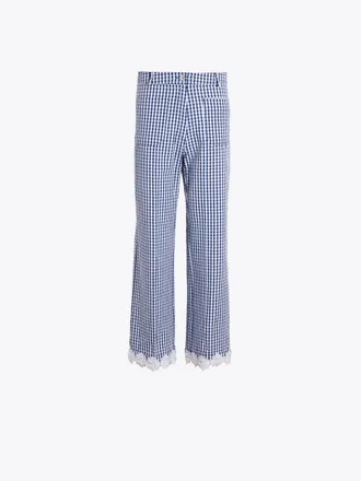 Vilagallo Womens Nuria Pants In Blue Gingham