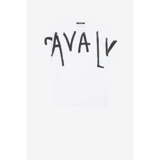 Roberto Cavalli Brushstroke Logo Print Cotton T-Shirt, Size X-Large