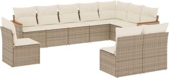 vidaXL Juego De Sof&aacute;s Jard&iacute;n Con Cojines Beige 10 Pzas Rat&aacute;n Sint&eacute;tico Vidaxl