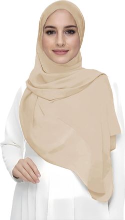 Lina & Lily Premium Chiffon Hijab Head Scarf Shawl Wrap for Muslim Women Lightweight (Beige)