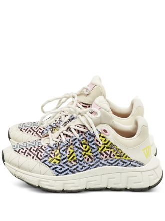 Versace Trigreca lace-up sneakers - men - Canvas/Leather/Rubber/Fabric - 42 - Neutrals