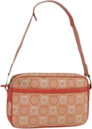 Ferragamo Pre-owned Shoulder Bags, female, Orange, Size: ONE SIZE Pre-owned Canvas Shoulder Bag