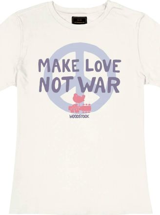 The Original Retro Brand Womens Woodstock Make Love Not War Short Sleeve Graphic Tee In Antique White