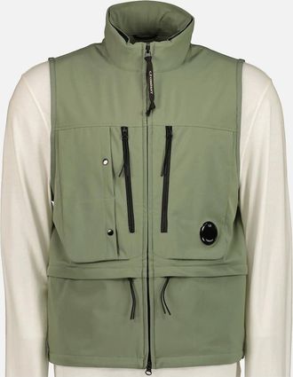 C.P. Company Mens Shell-R Hooded Lens Vest - Agave Green - Size: XL