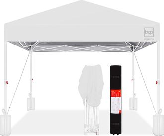 Best Choice Products 8x8ft Easy Setup Pop Up Canopy w/ 1-Button Setup, Wheeled Case, 4 Weight Bags