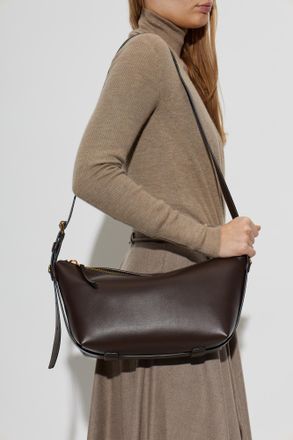 Moschino Leather Shoulder Bag With Logo, Womens, Brown