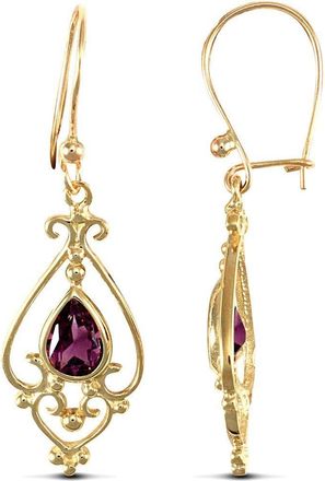 Jewelco London 9ct Gold Purple Amethyst Tears of Joy Chandelier Drop Earrings - JES121